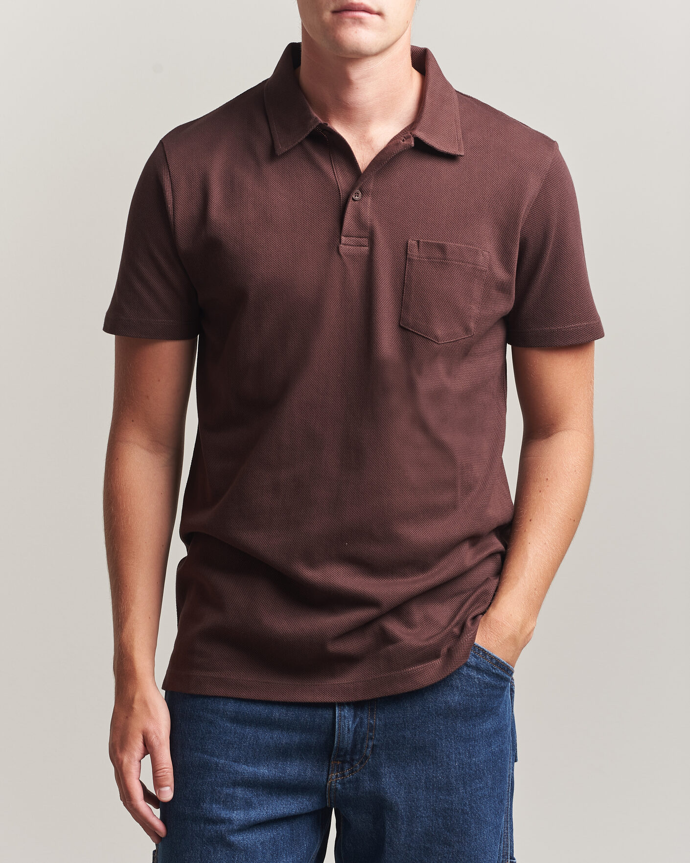 Men | Polo Shirts | Sunspel | Riviera Polo Shirt Dark Brown