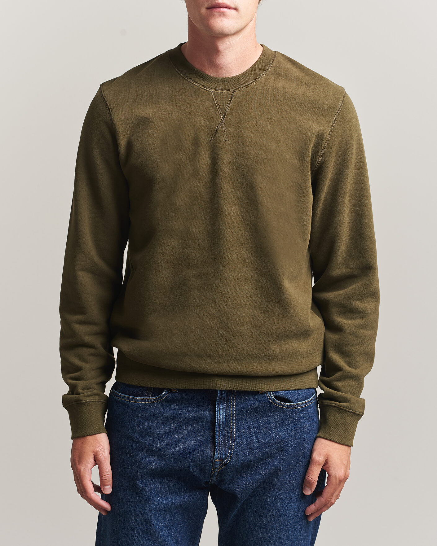 Men | Sweaters & Knitwear | Sunspel | Loopback Sweatshirt Loden Green