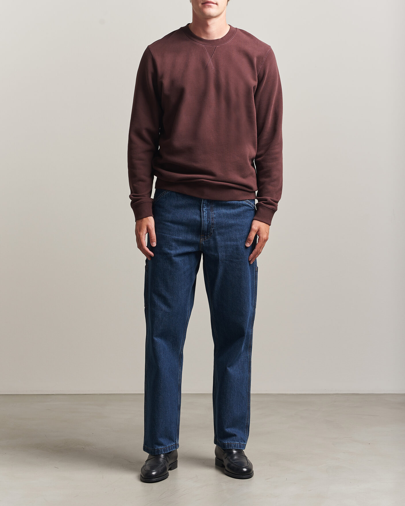 Men | Sweaters & Knitwear | Sunspel | Loopback Sweatshirt Dark Brown