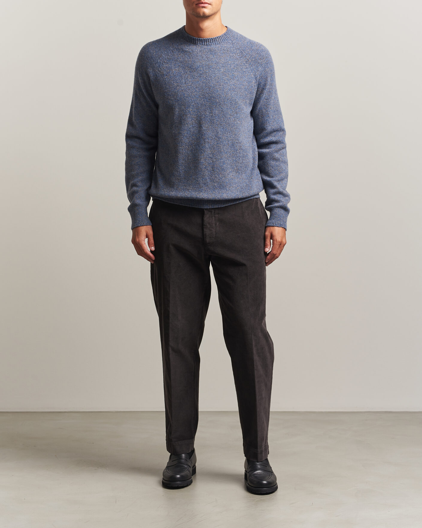 Men | Sweaters & Knitwear | Sunspel | Lambswool Crew Neck Denim Twist