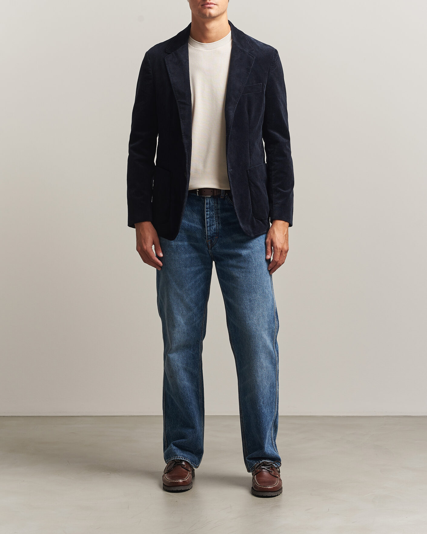 Men | Blazers | Sunspel | Relaxed Corduroy Blazer Navy