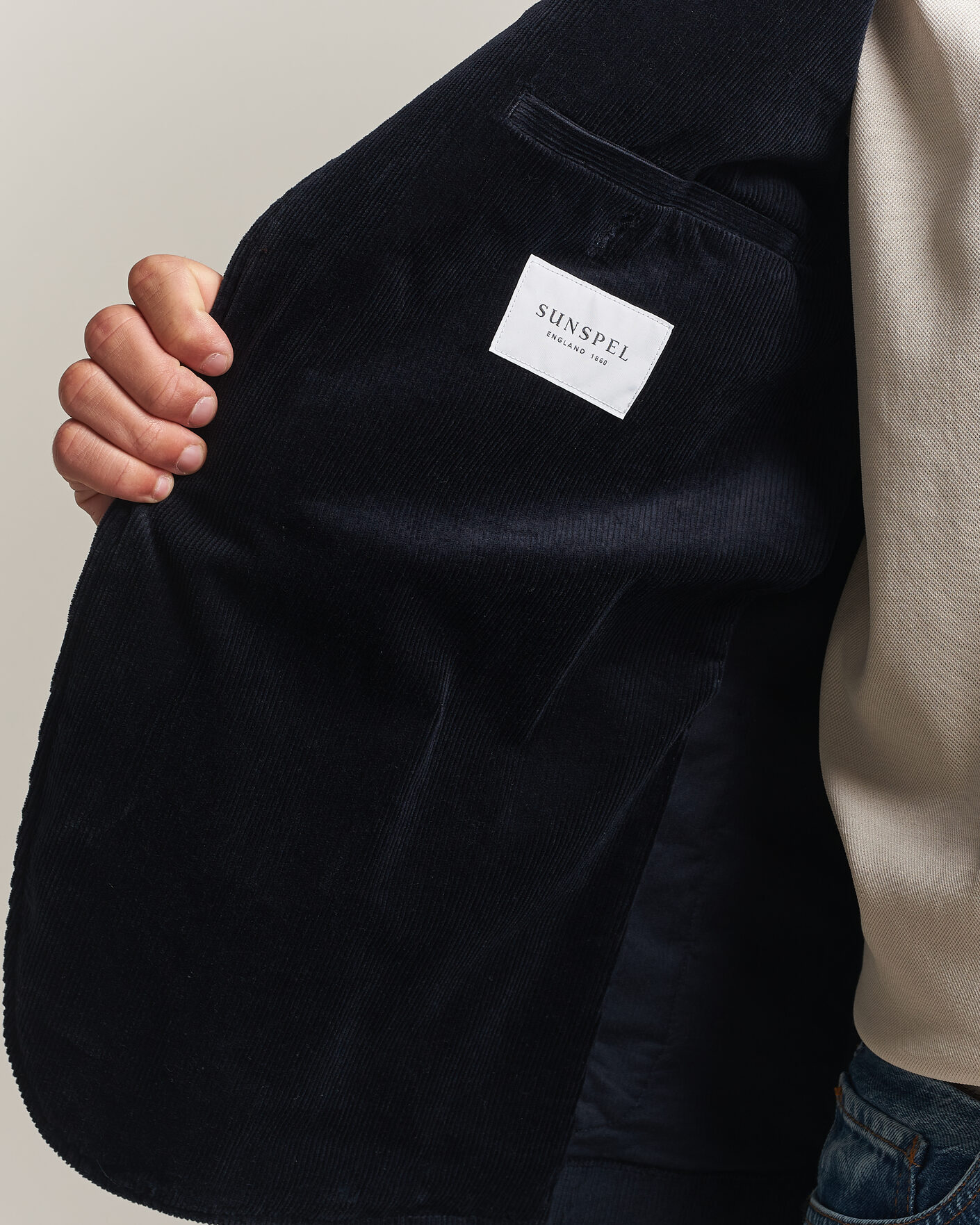 Men | Blazers | Sunspel | Relaxed Corduroy Blazer Navy