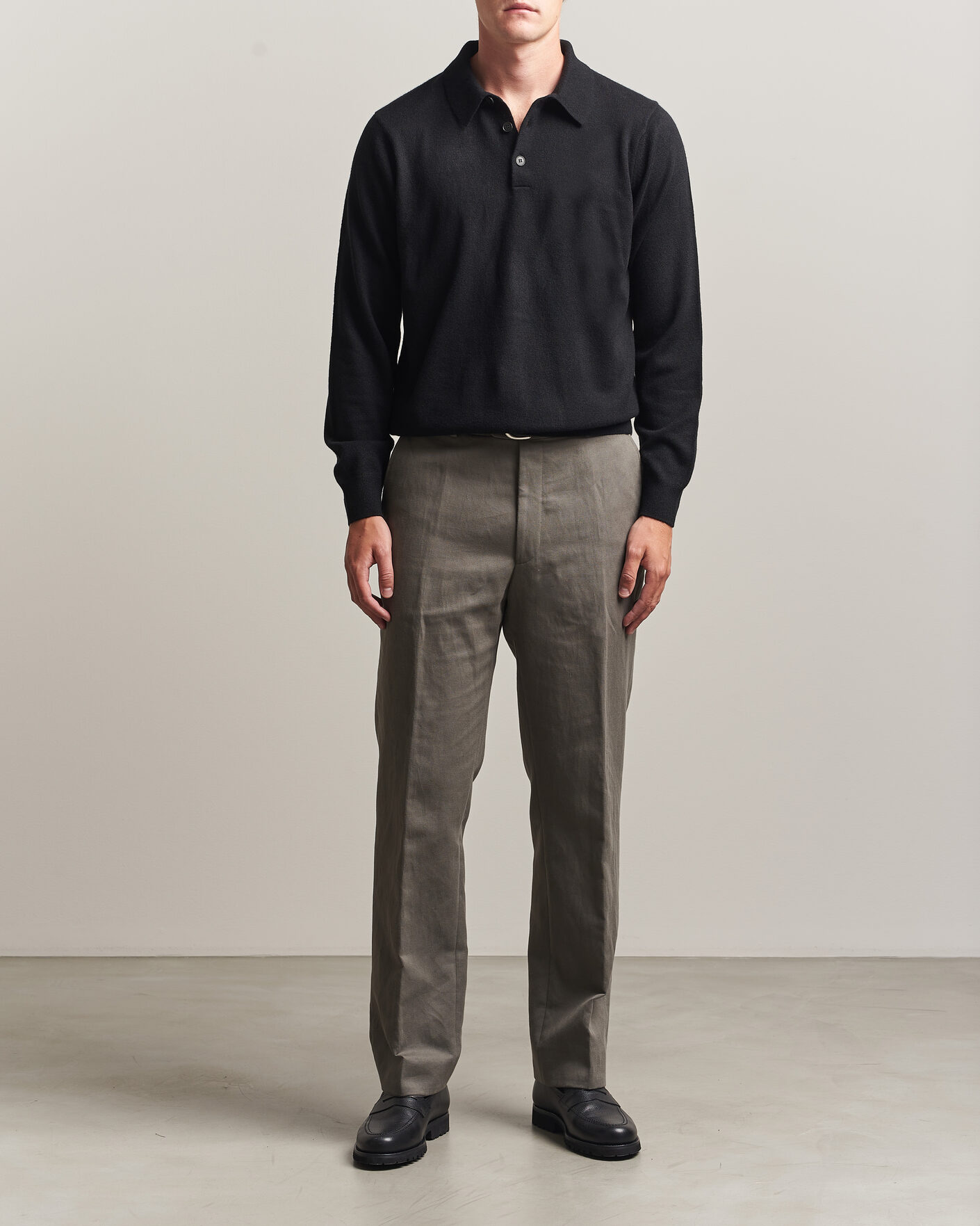 Men | Sweaters & Knitwear | Sunspel | Cashmere Polo Black