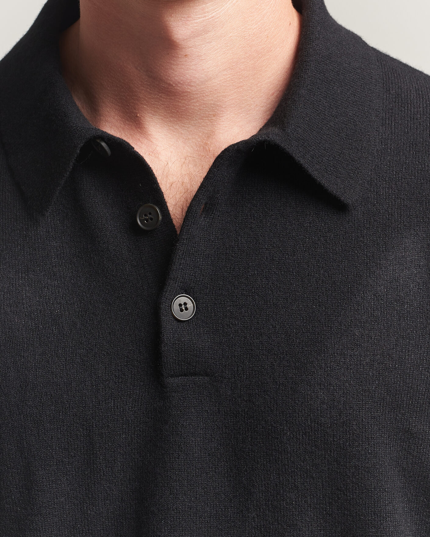 Men | Sweaters & Knitwear | Sunspel | Cashmere Polo Black