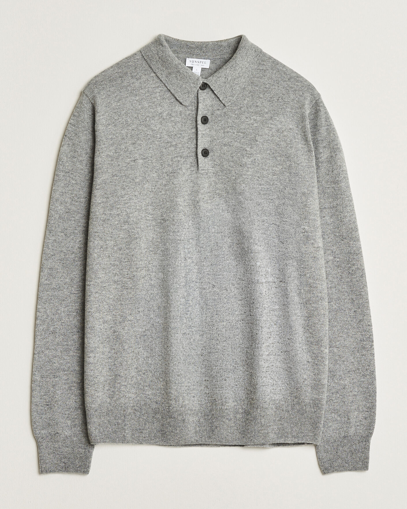 Men | Sweaters & Knitwear | Sunspel | Cashmere Polo Grey Melange