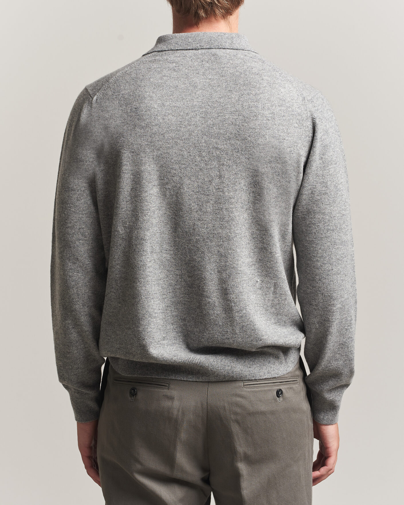 Men | Sweaters & Knitwear | Sunspel | Cashmere Polo Grey Melange