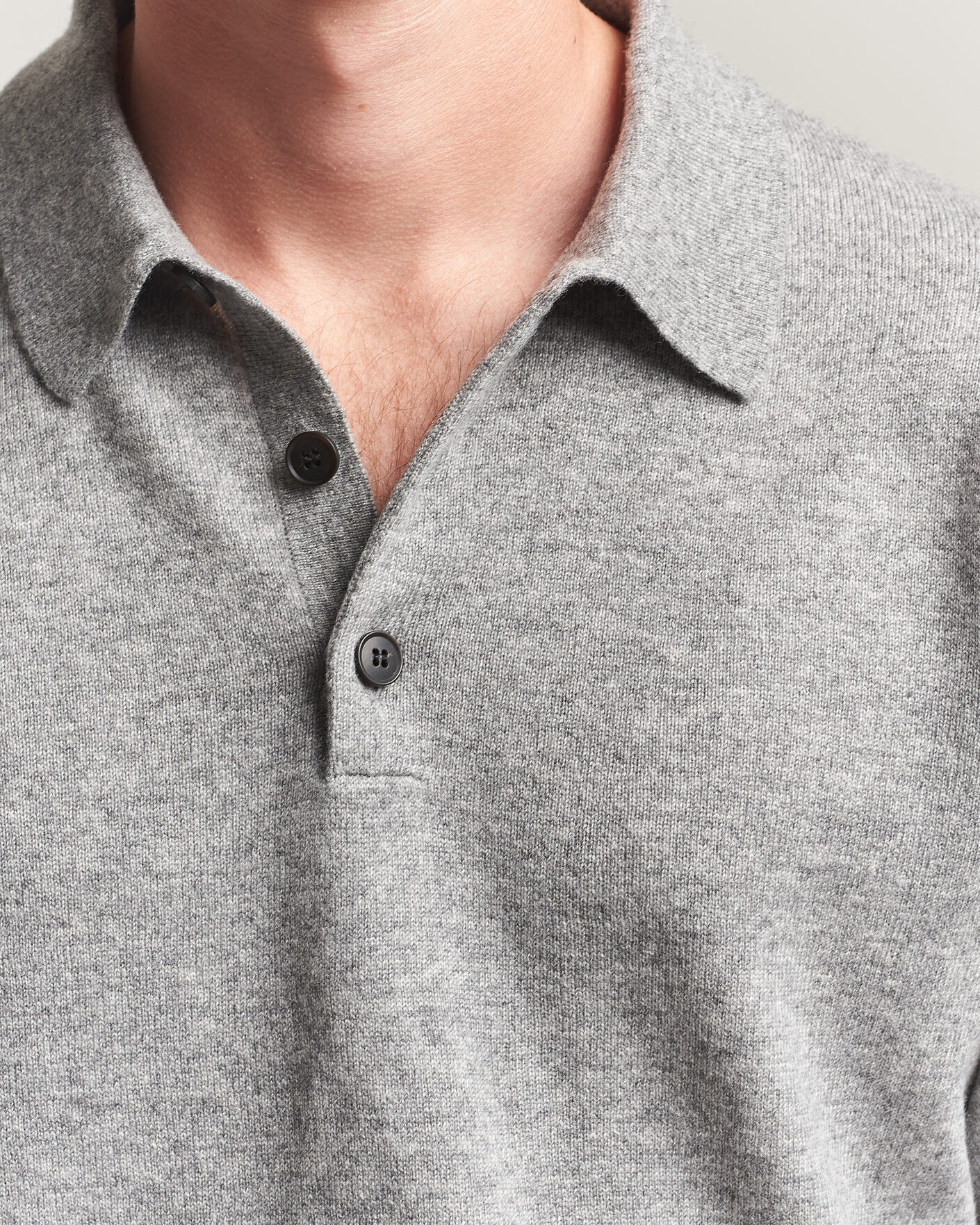 Men | Sweaters & Knitwear | Sunspel | Cashmere Polo Grey Melange