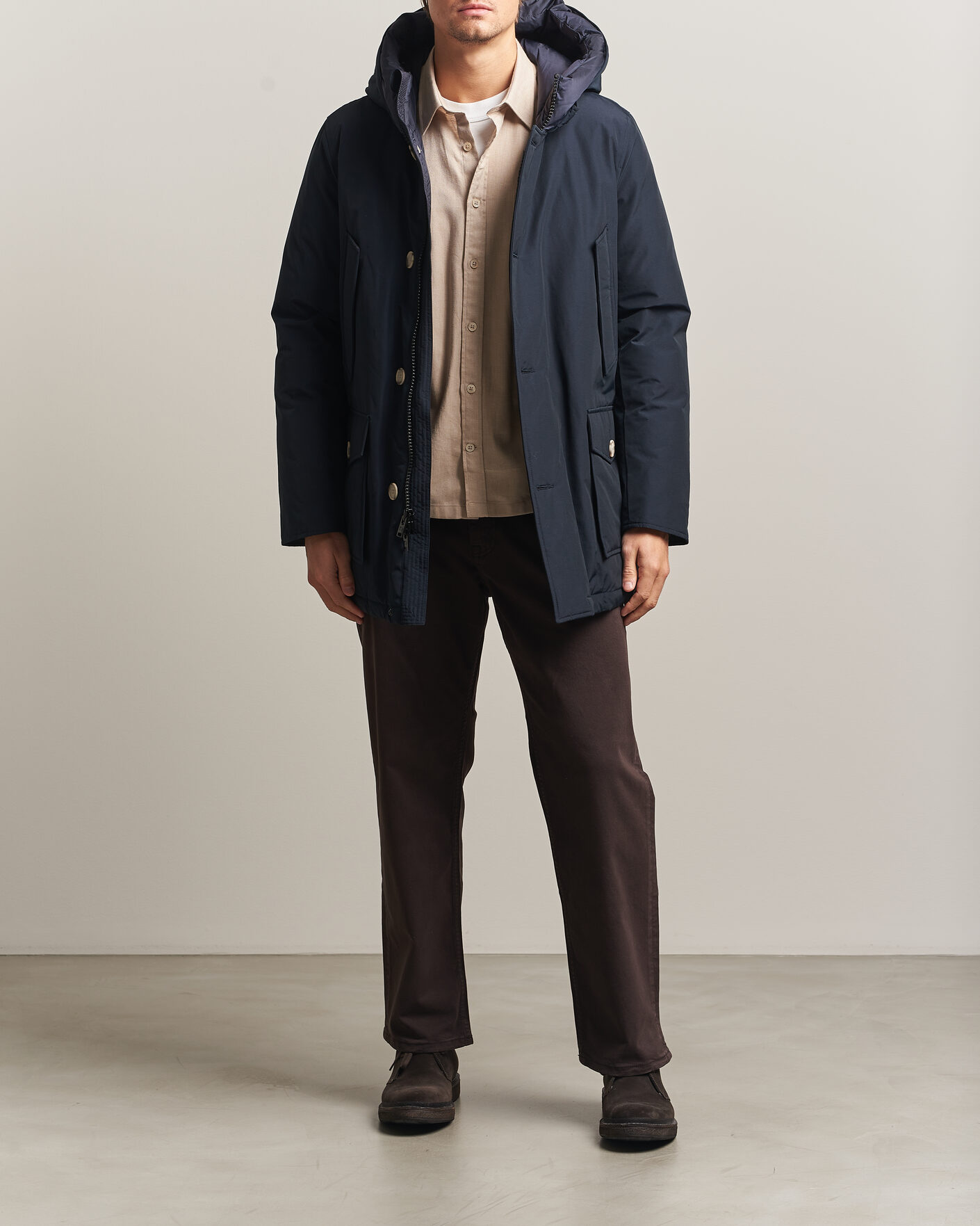 Men | Coats & Jackets | Woolrich | Arctic Parka No Fur Melton Blue