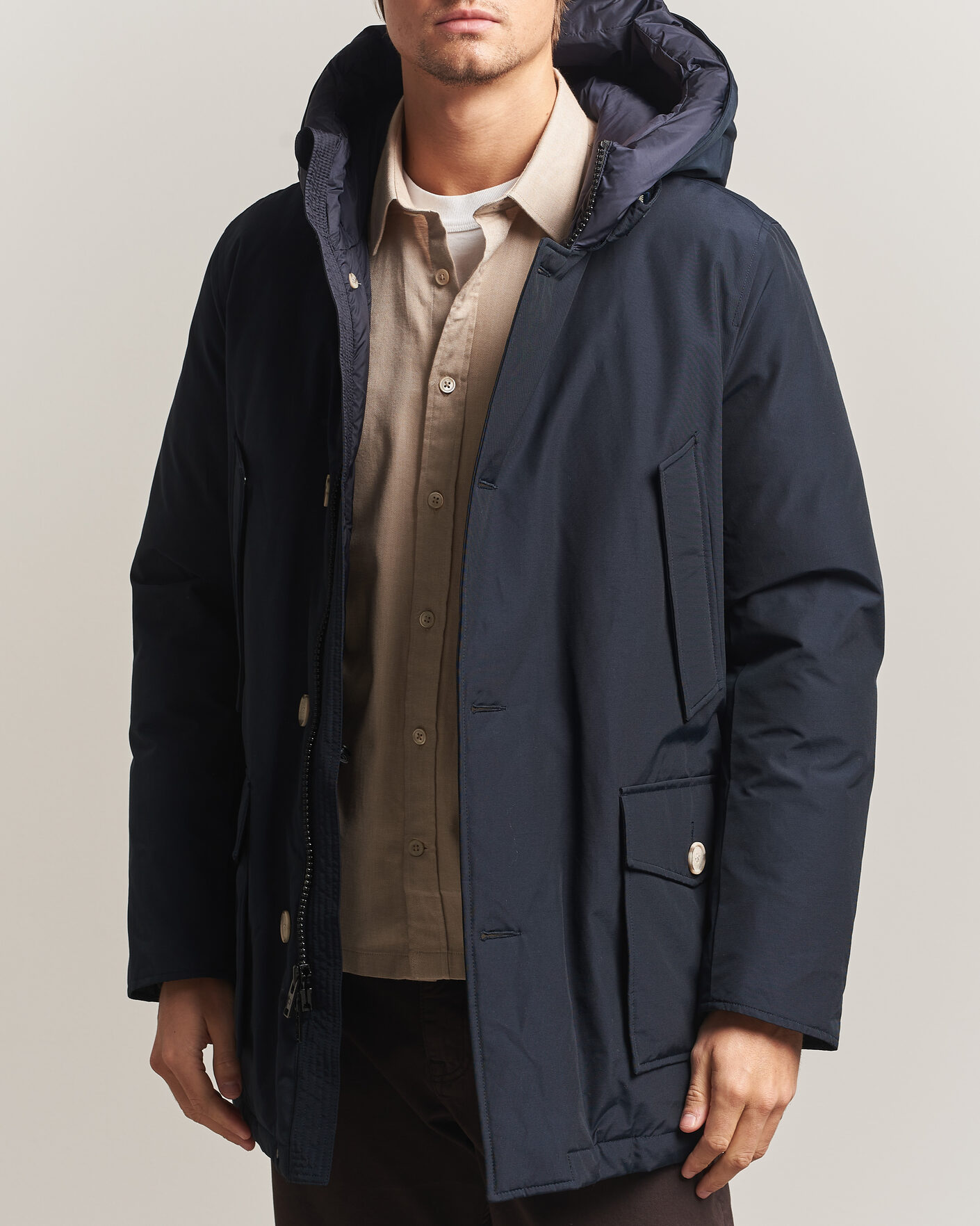 Men | Coats & Jackets | Woolrich | Arctic Parka No Fur Melton Blue