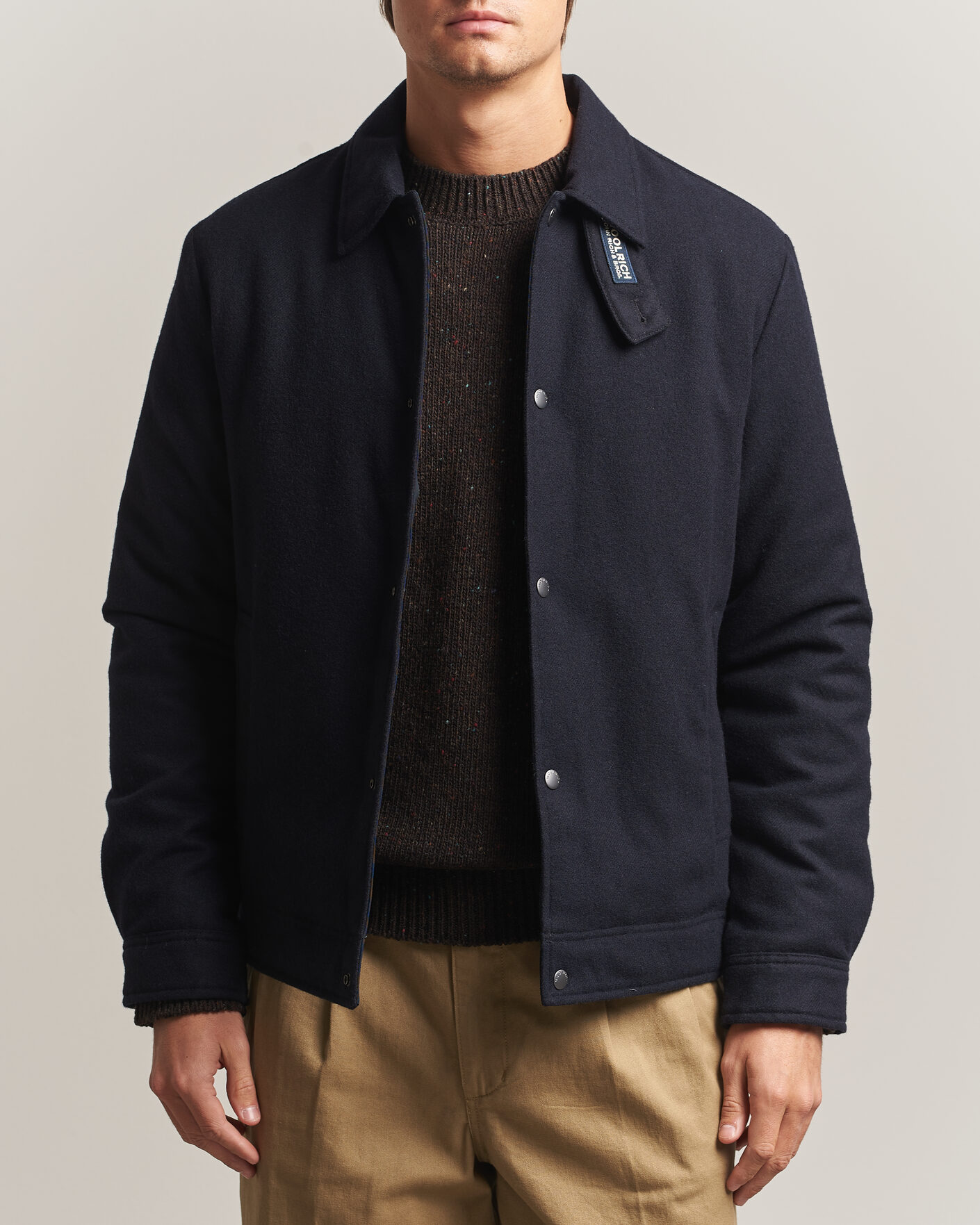 Men | Coats & Jackets | Woolrich | Wool Light Padded Keating Shirt Jacket Melton Blue