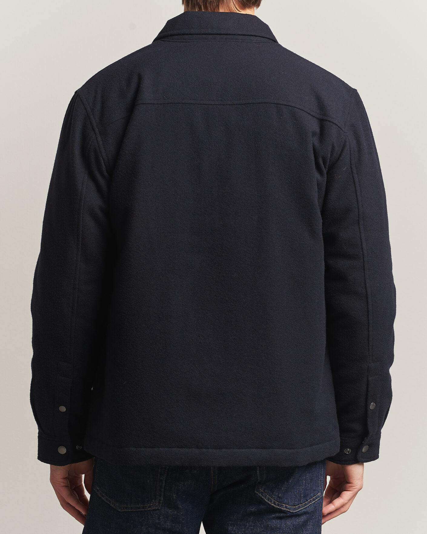 Men | Coats & Jackets | Woolrich | Alaskan Wool Light Padded Shirt Jacket Melton Blue