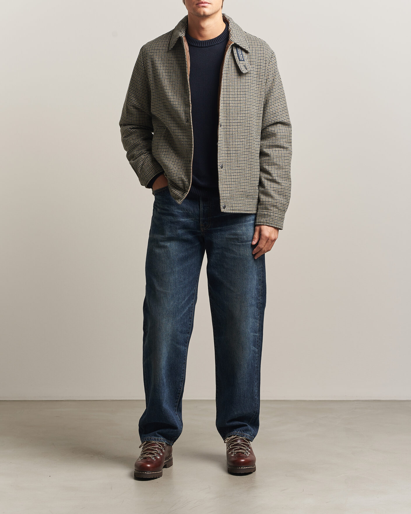 Men | Coats & Jackets | Woolrich | Wool Check Light Padded Keating Shirt Jacket Brown
