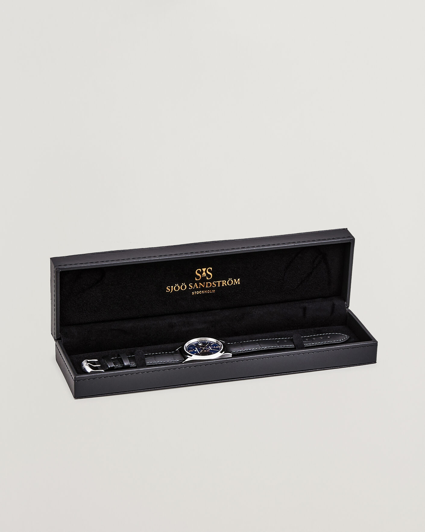 Men | Sjöö Sandström Jubilee Steel Quartz 40mm Black Calf Blue Dial | Sjöö Sandström | Jubilee Steel Quartz 40mm Black Calf Blue Dial
