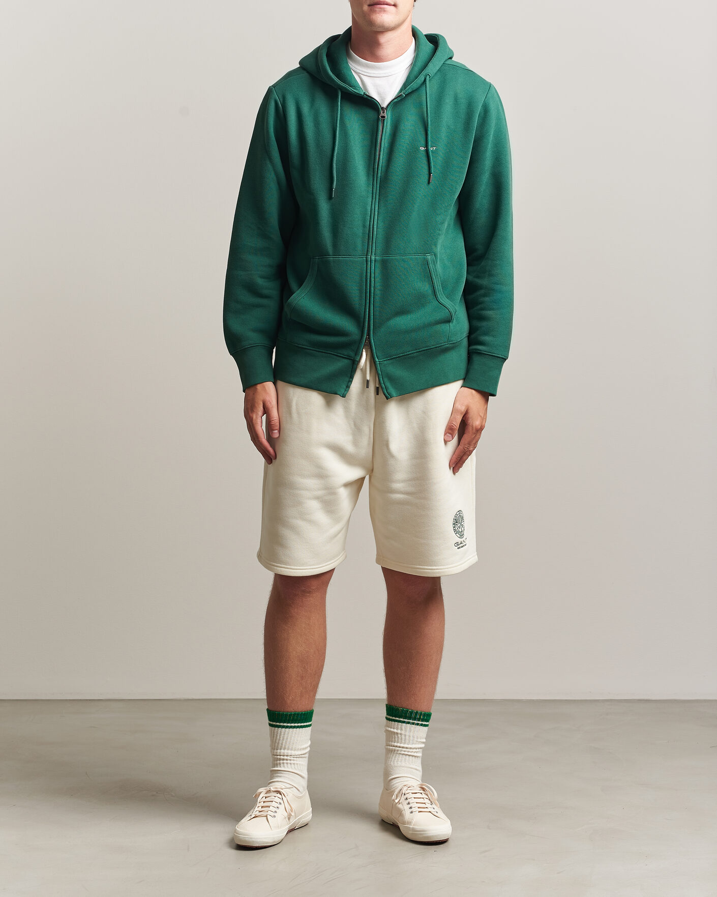 Men | Sweaters & Knitwear | Gant | Tournament Full Zip Hoodie Green