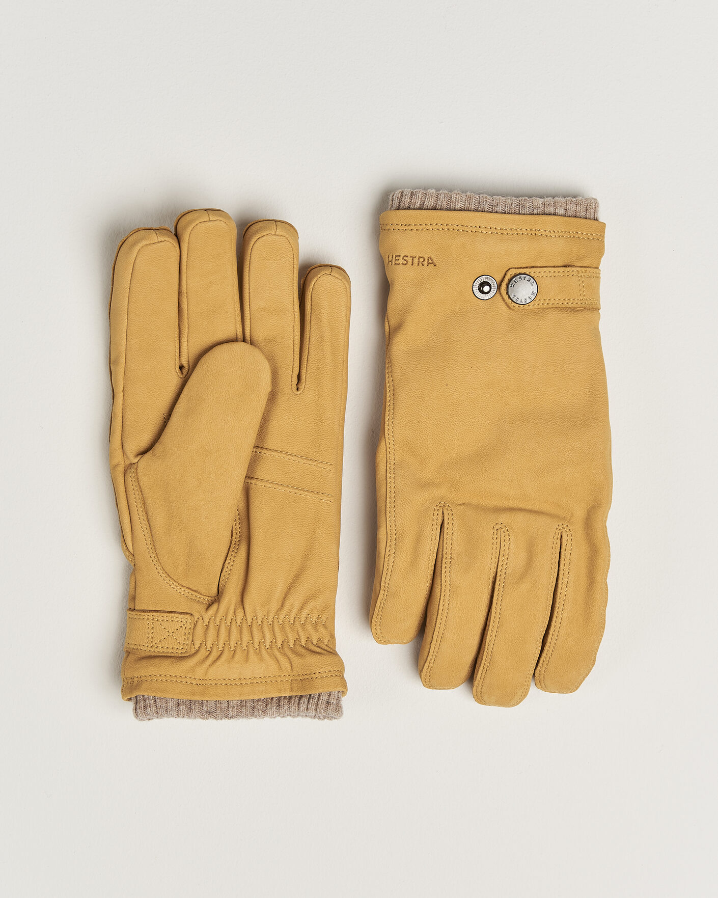 Men | Gloves | Hestra | Bergvik Fleece Liner Buckle Nubuck Glove Tan