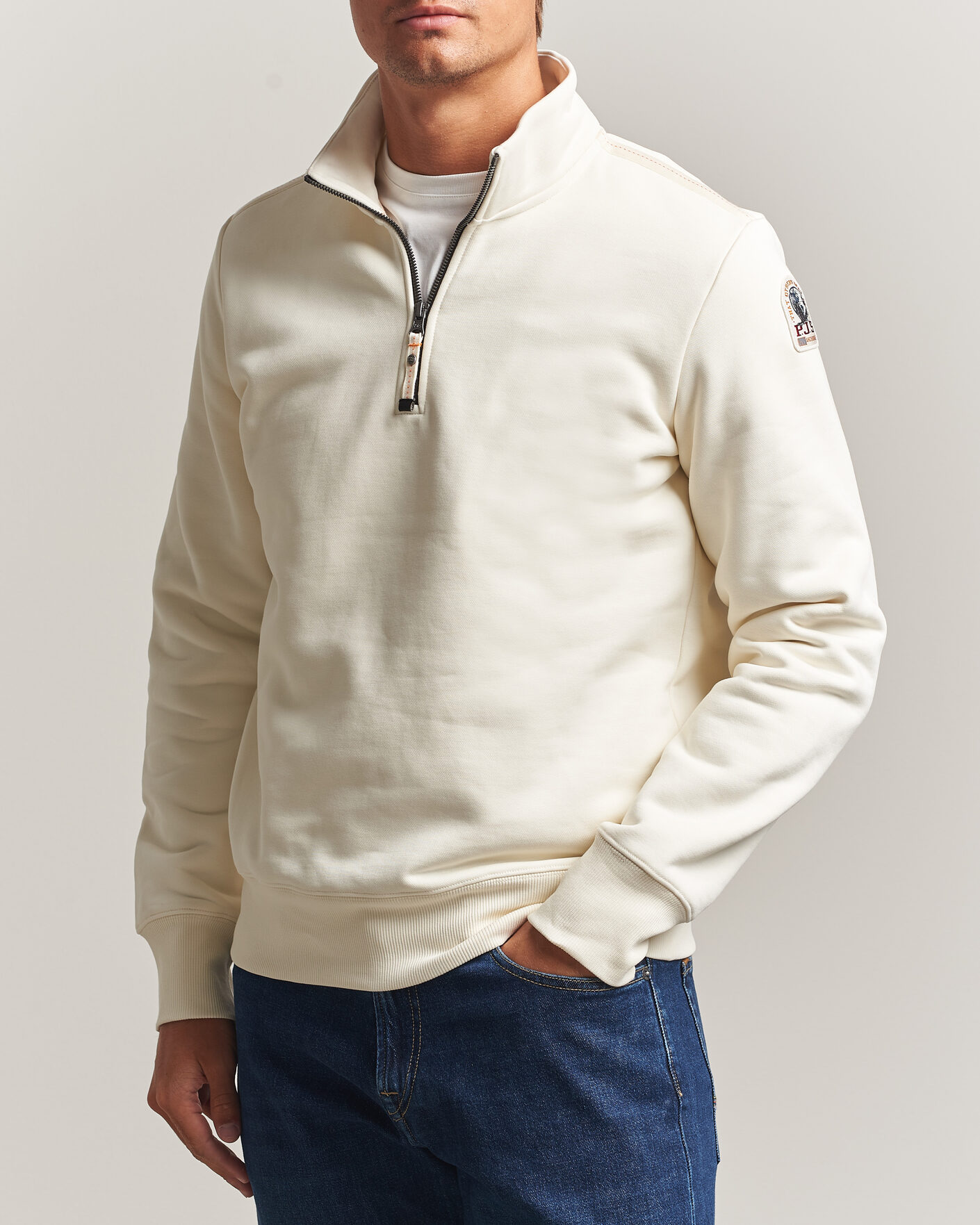 Men | Sweaters & Knitwear | Parajumpers | Broad Peak Super Easy Half Zip Sweatshirt Warm Ivory