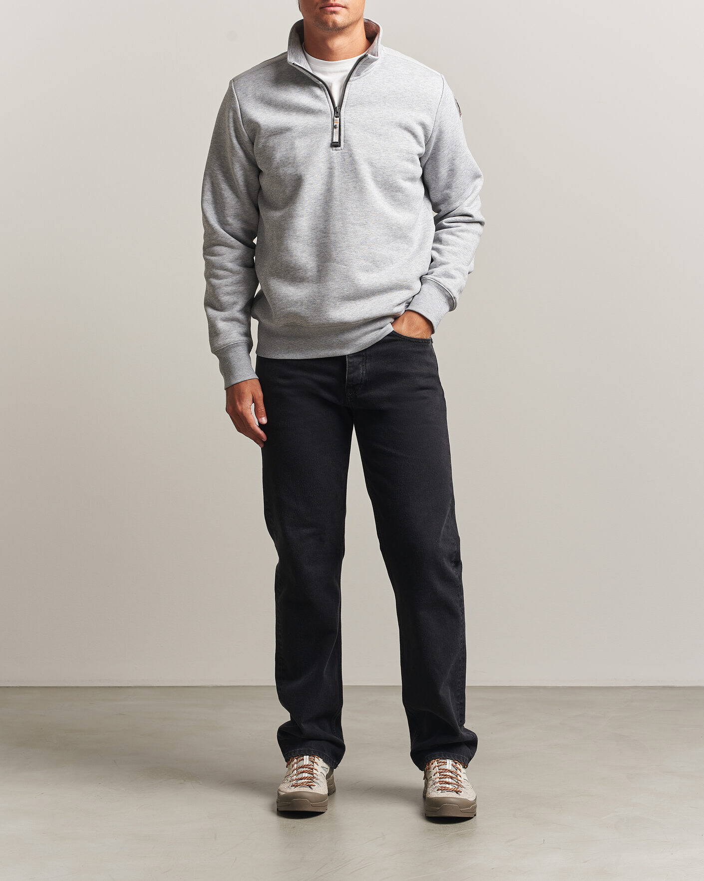 Men | Sweaters & Knitwear | Parajumpers | Broad Peak Super Easy Half Zip Sweatshirt Ash Grey Melange