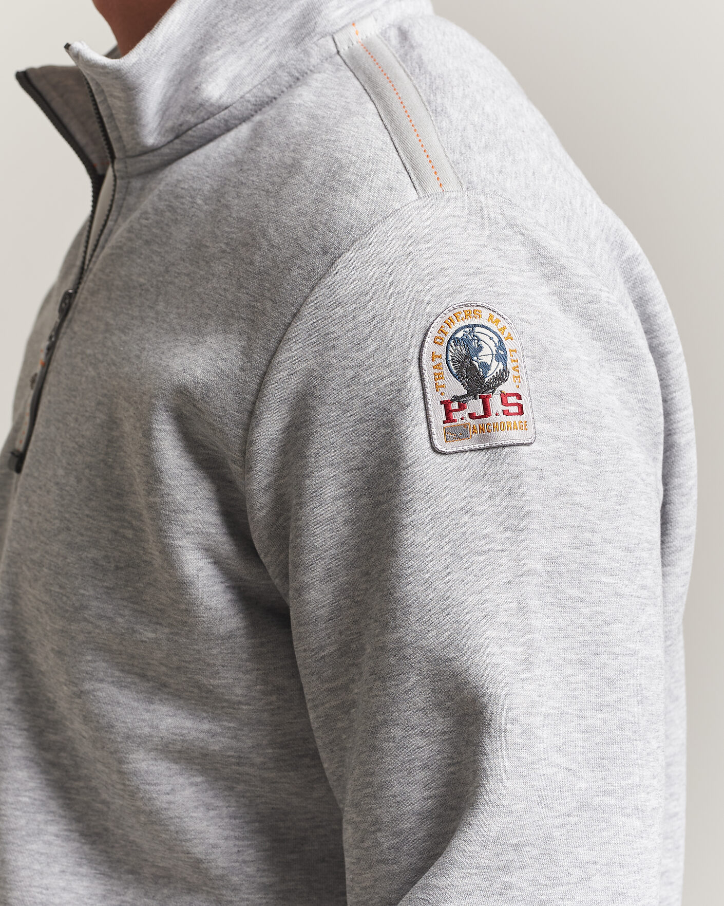 Men | Sweaters & Knitwear | Parajumpers | Broad Peak Super Easy Half Zip Sweatshirt Ash Grey Melange