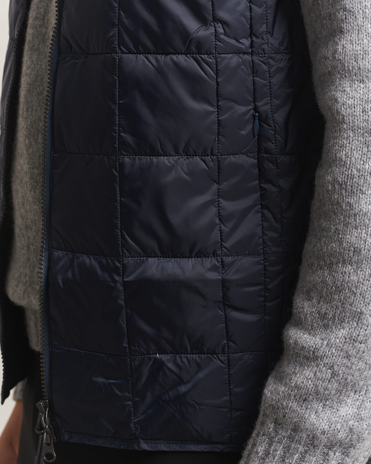 Men | Gilets | TAION | High Neck Full Zip Lightweight Down Vest Dark Navy