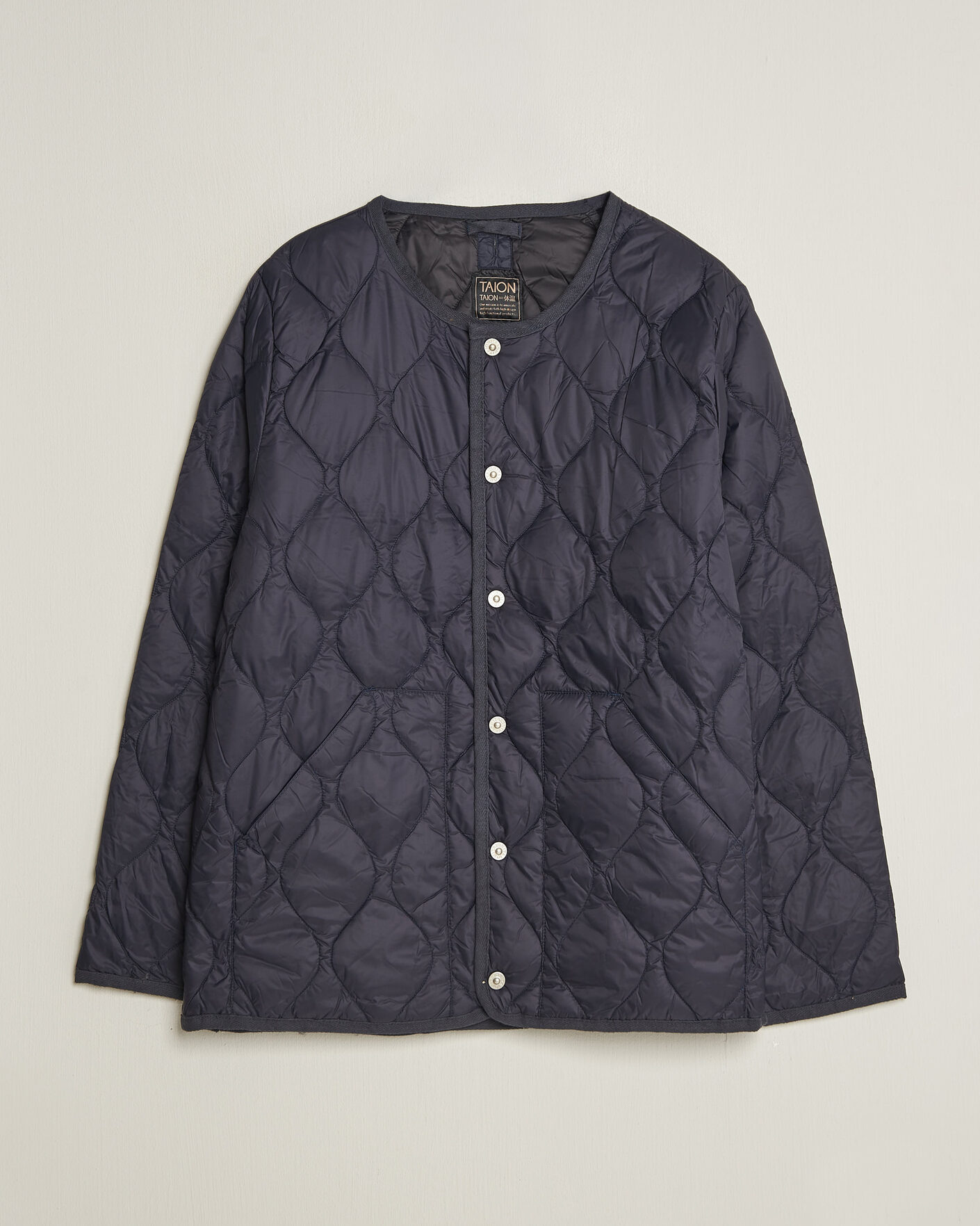 Men | Coats & Jackets | TAION | Military Crew Neck Down Jacket Dark Navy