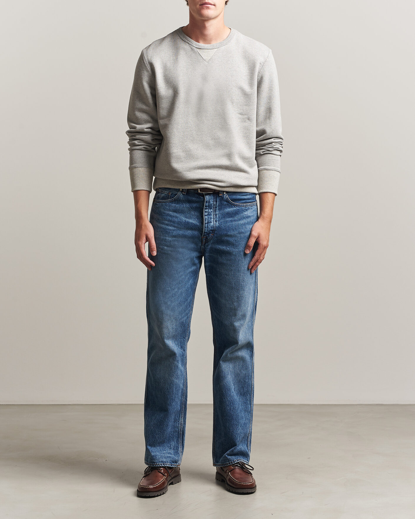 Men | Sweaters & Knitwear | Merz b. Schwanen | Vintage Machine Sweatshirt Grey Melange