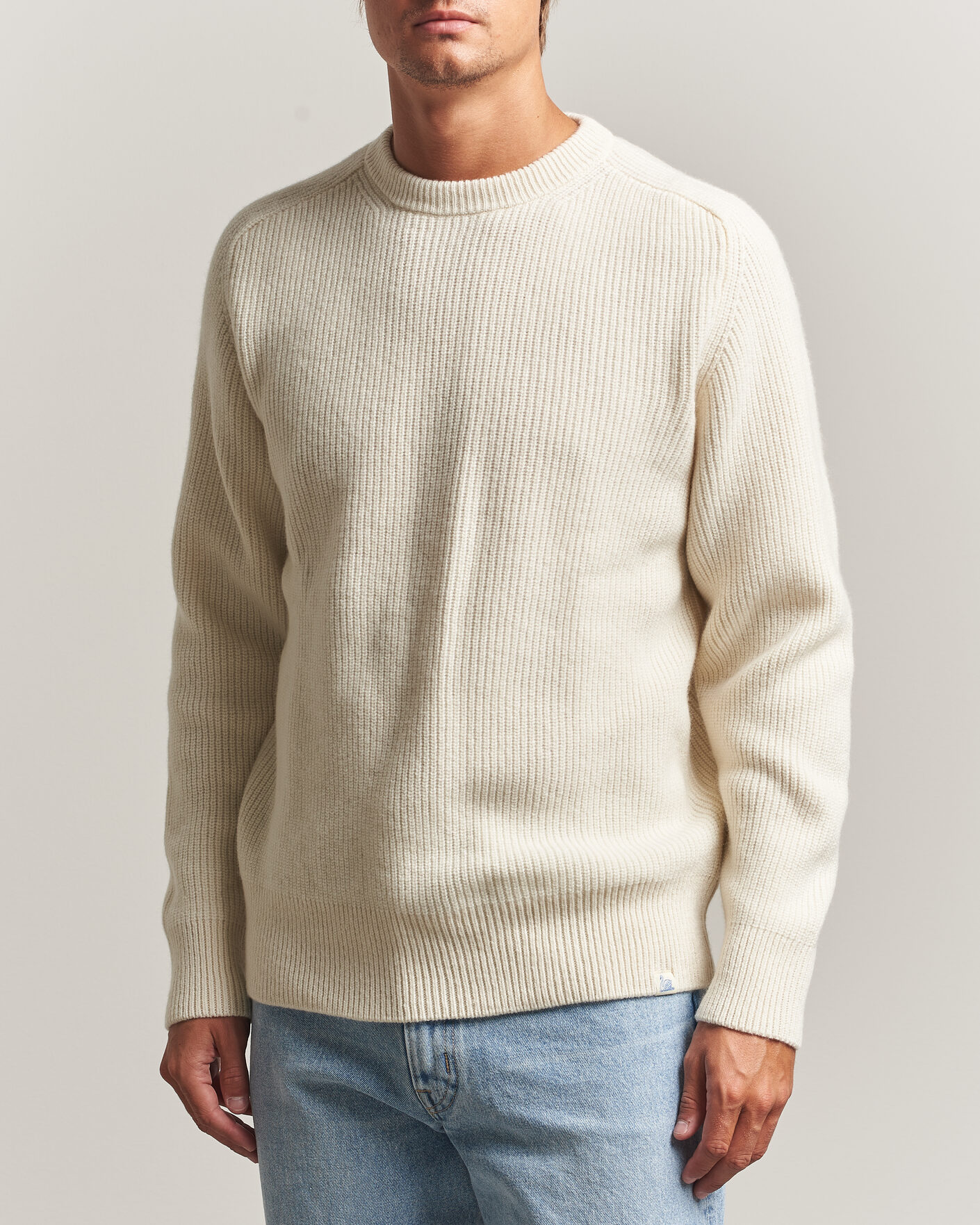 Men | Sweaters & Knitwear | Merz b. Schwanen | Merino/Cashmere Knitted Sweater Nature