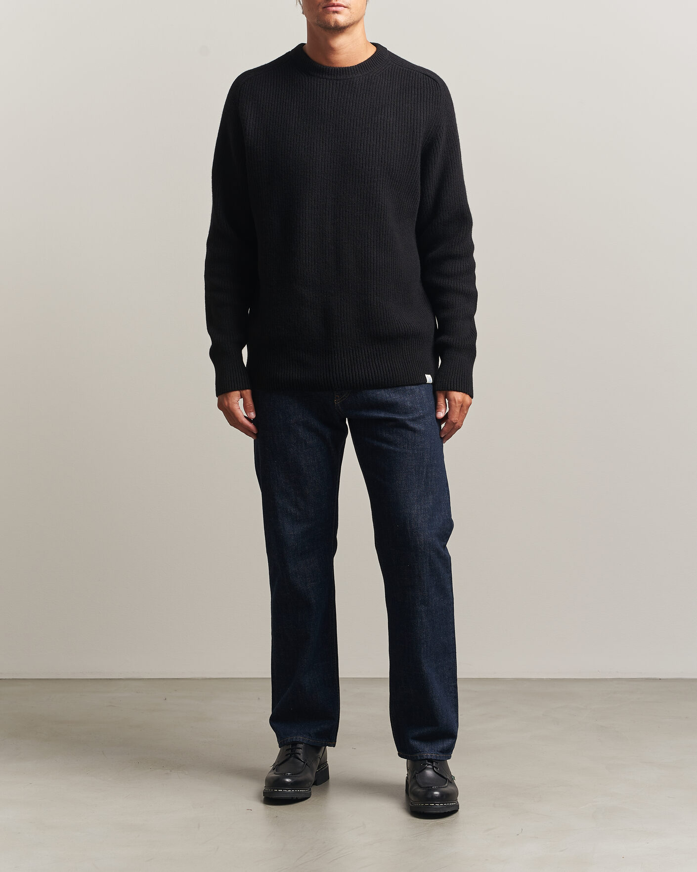 Men | Sweaters & Knitwear | Merz b. Schwanen | Merino/Cashmere Knitted Sweater Deep Black