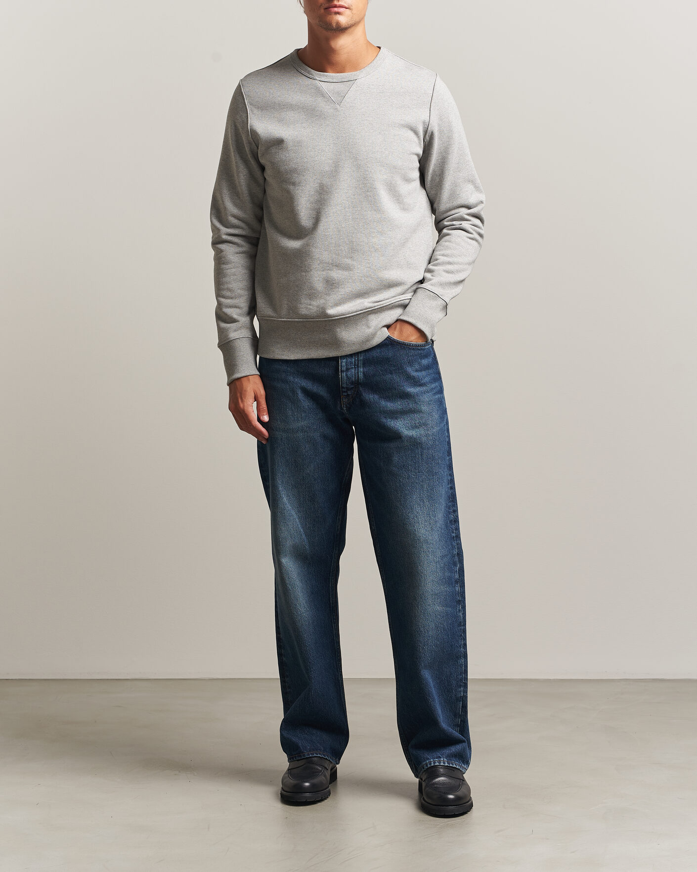 Men | Sweaters & Knitwear | Merz b. Schwanen | Classic Fit Loopwheeled Heavyweight Sweatshirt Grey Melange