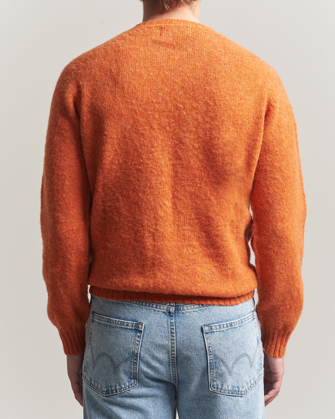 Men | Sweaters & Knitwear | Harley Of Scotland | Brushed Supersoft Lambswool Crewneck Satsuma