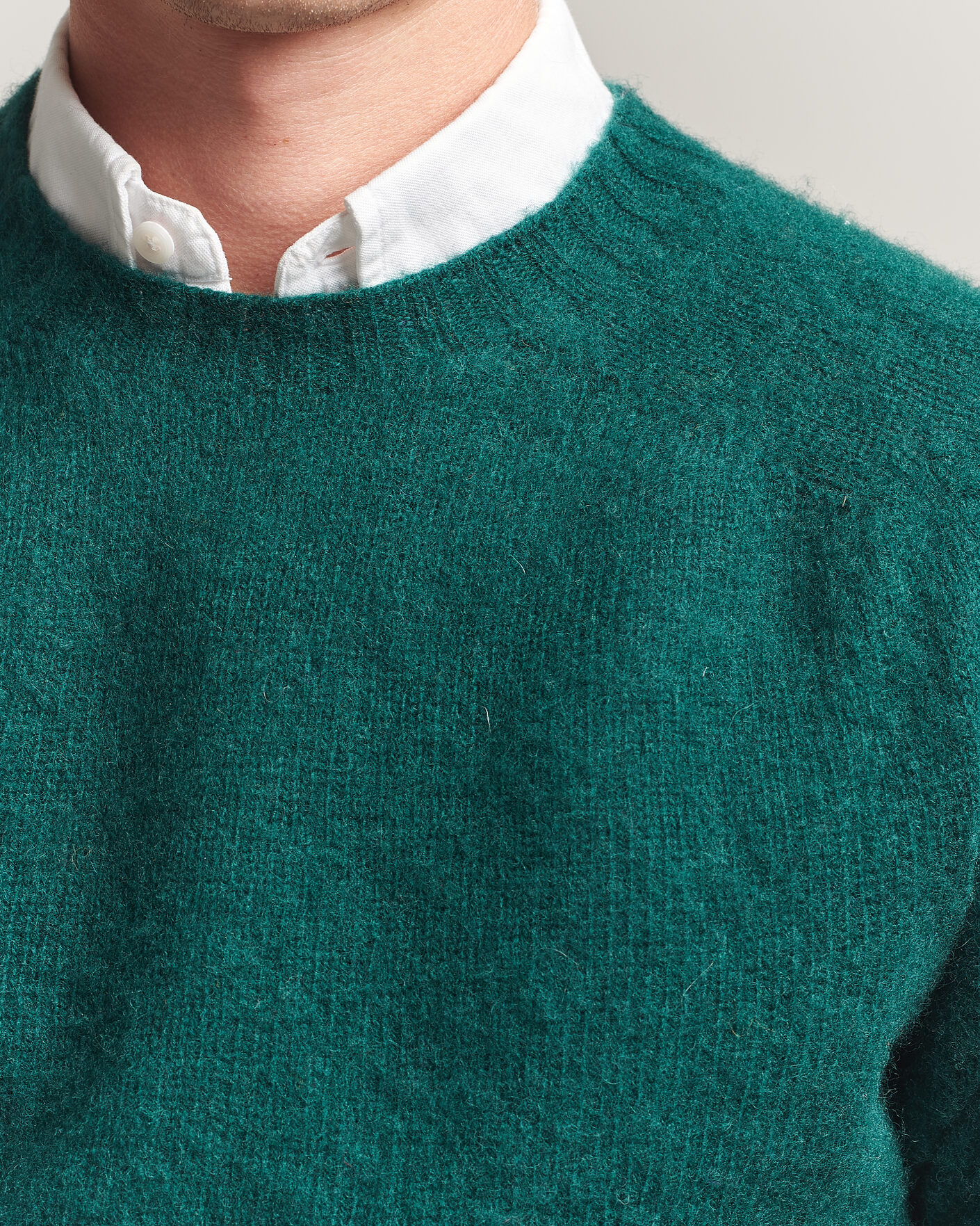 Men | Sweaters & Knitwear | Harley Of Scotland | Brushed Supersoft Lambswool Crewneck Tartan