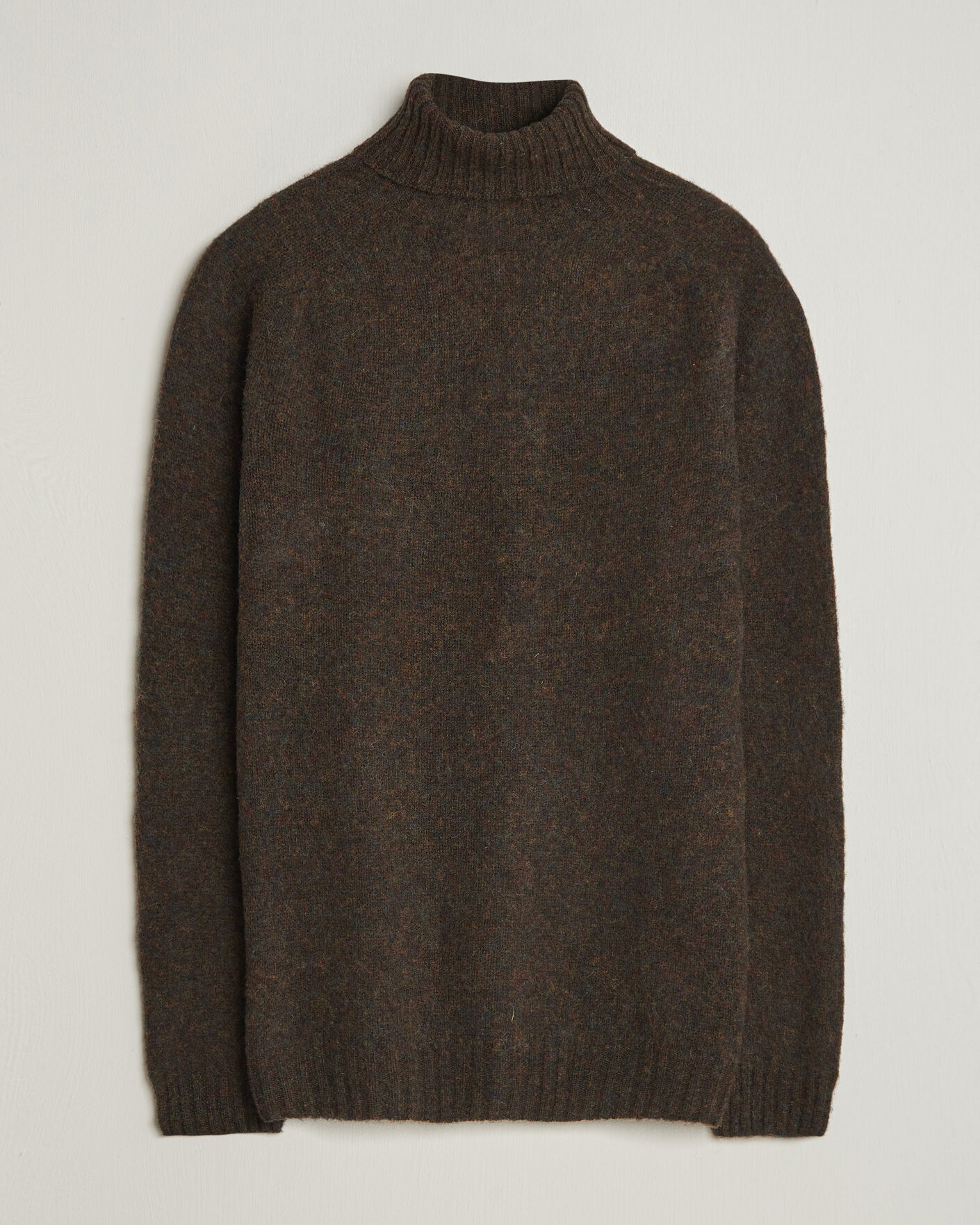 Men | Sweaters & Knitwear | Harley Of Scotland | Brushed Supersoft Lambswool Rollneck Carob