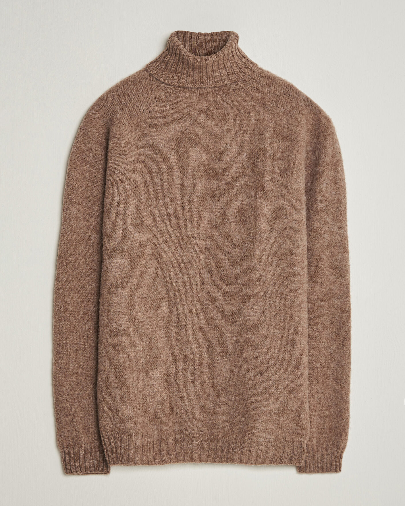 Men | Sweaters & Knitwear | Harley Of Scotland | Brushed Supersoft Lambswool Rollneck Tundra