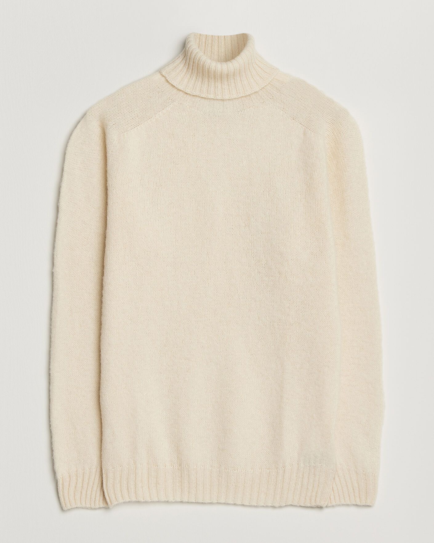 Men | Sweaters & Knitwear | Harley Of Scotland | Brushed Supersoft Lambswool Rollneck Vanilla