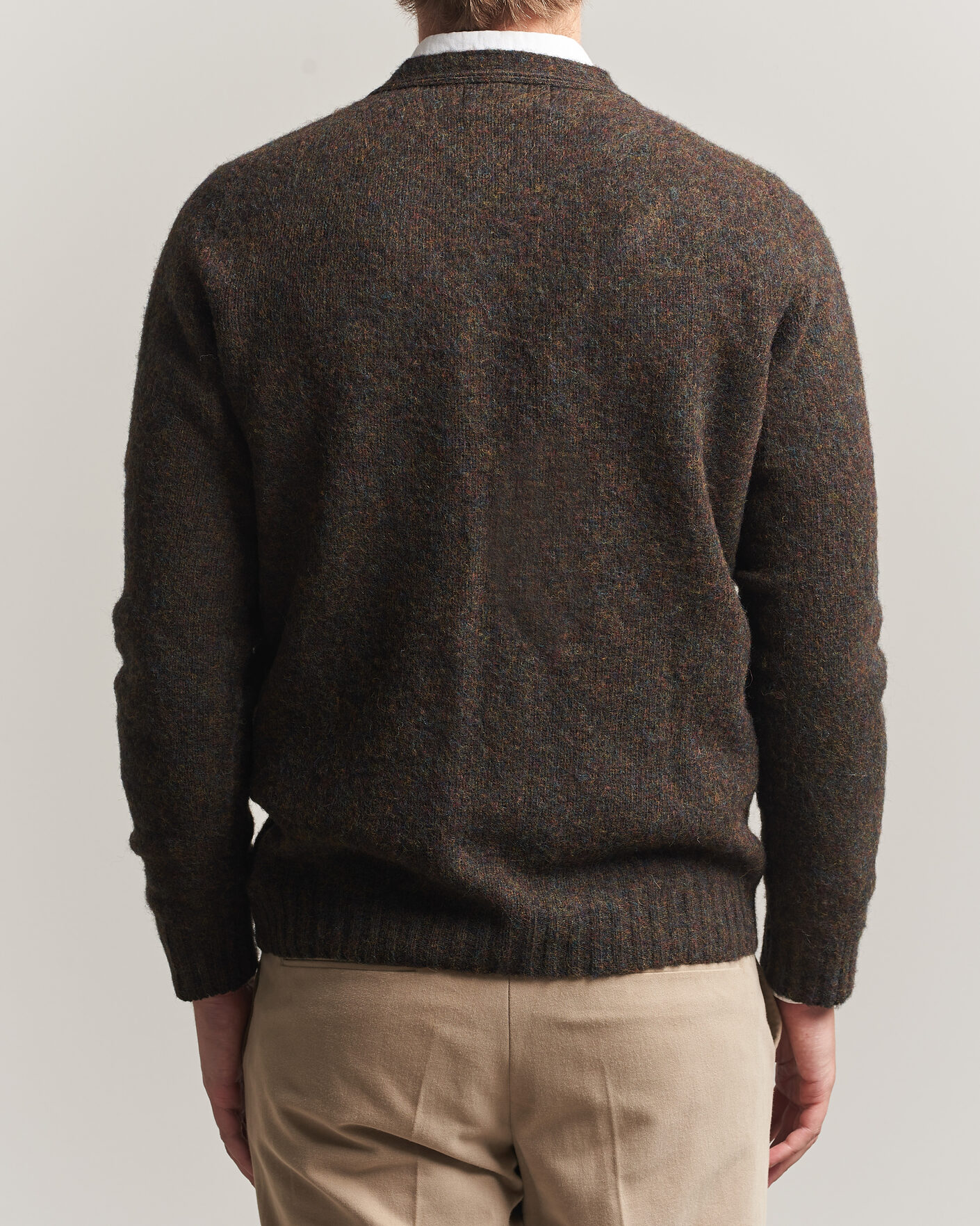 Men | Sweaters & Knitwear | Harley Of Scotland | Brushed Supersoft Lambswool Cardigan Carob