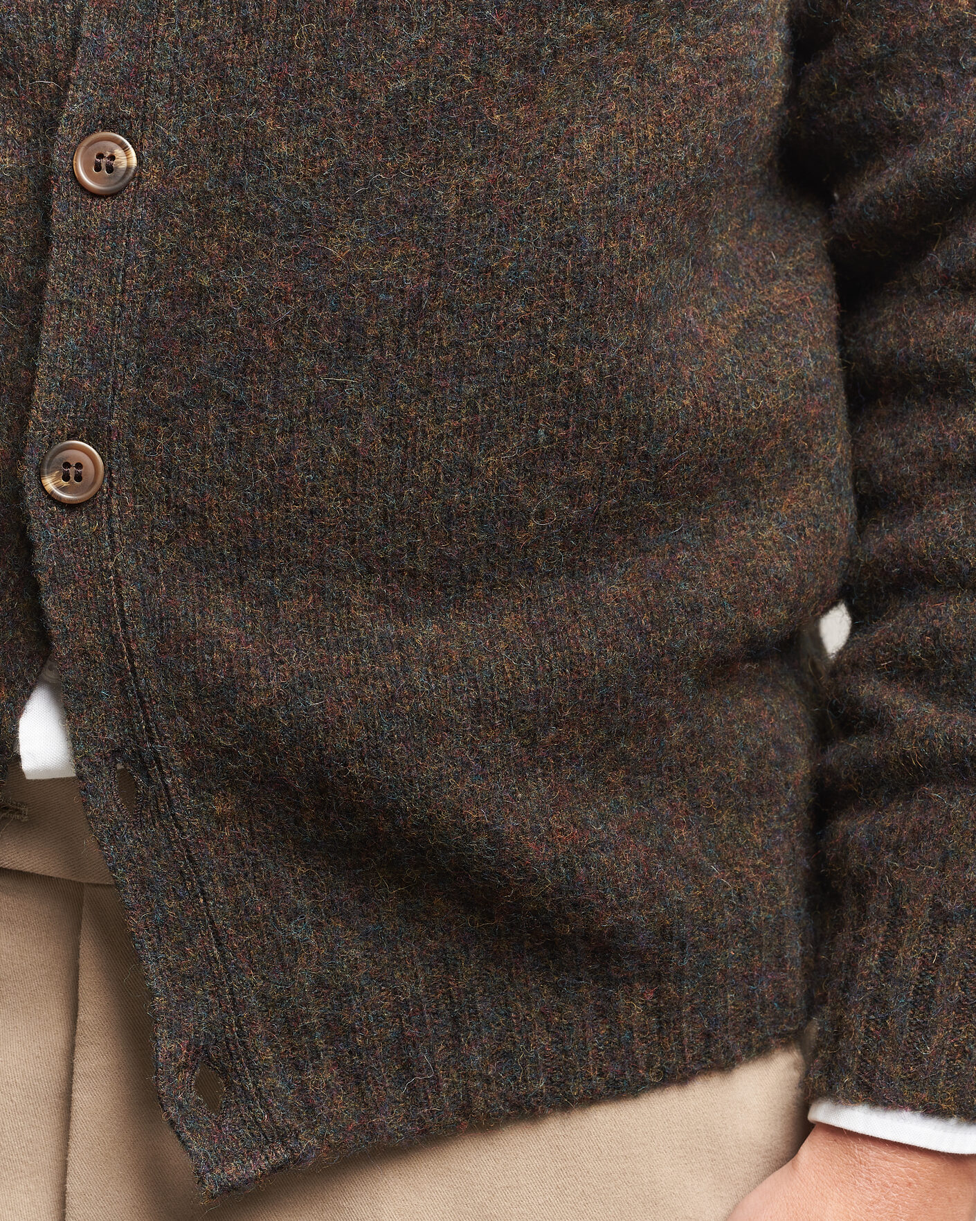 Men | Sweaters & Knitwear | Harley Of Scotland | Brushed Supersoft Lambswool Cardigan Carob