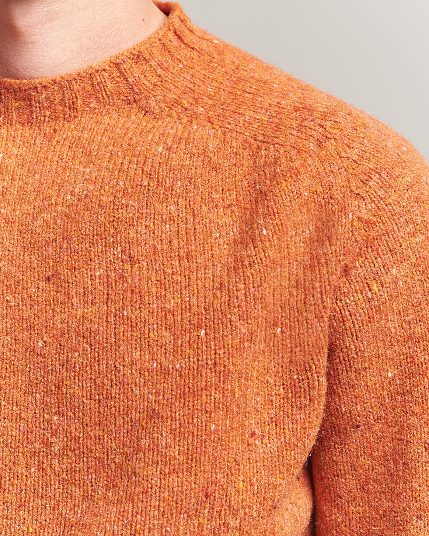 Men | Business & Beyond | Harley Of Scotland | Donegal Wool Crewneck Orange