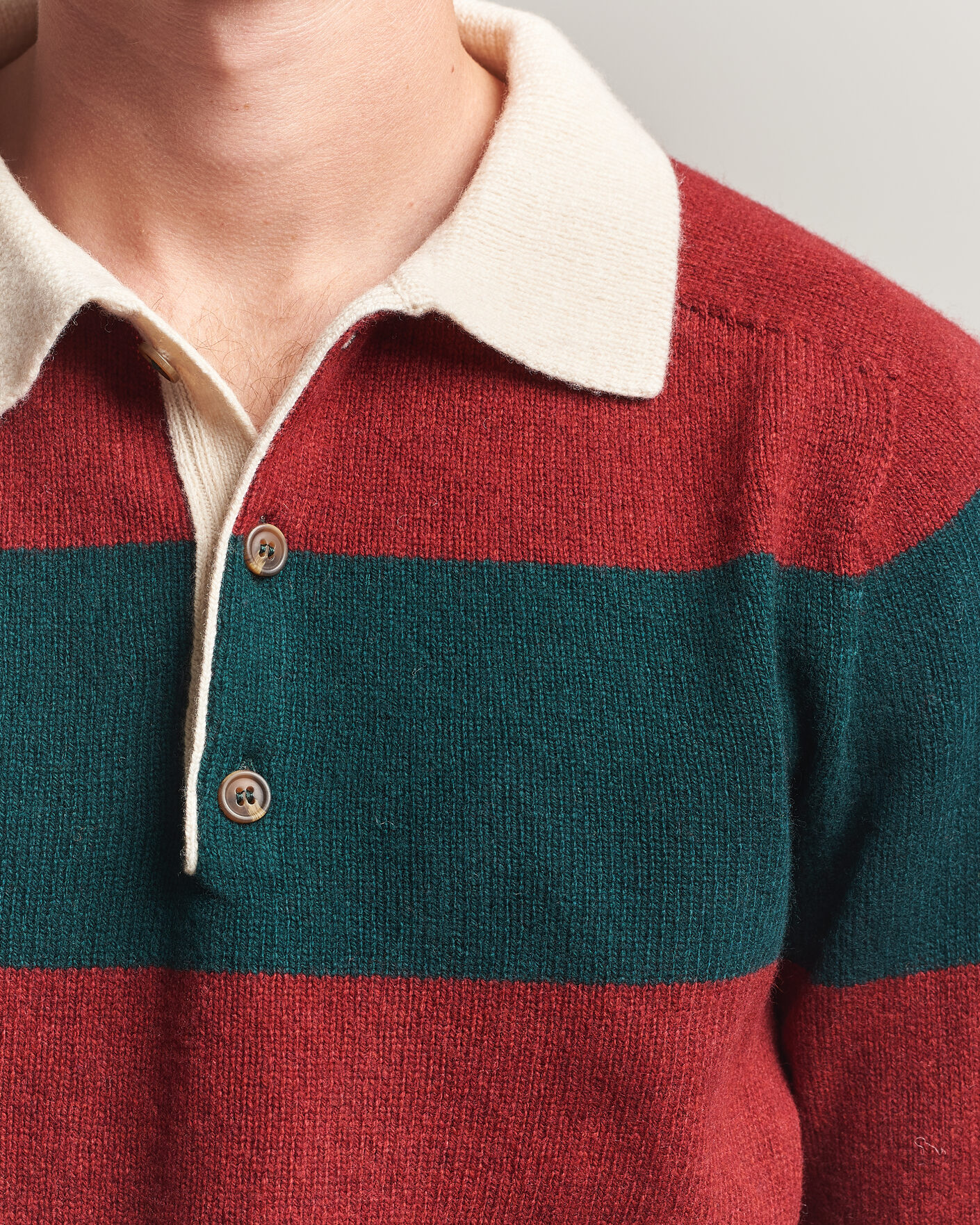 Men | Sweaters & Knitwear | Harley Of Scotland | Supersoft 2ply Lambswool Rugby Green/Red