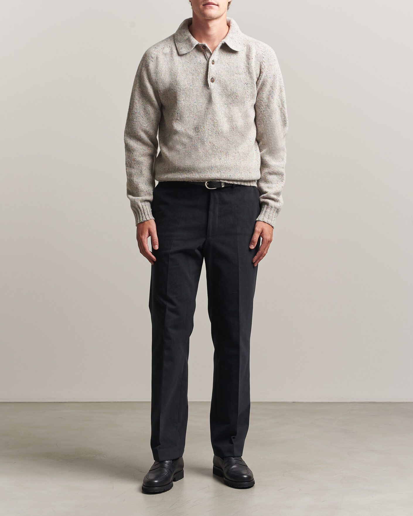 Men | Sweaters & Knitwear | Harley Of Scotland | Donegal Wool Polo Machair
