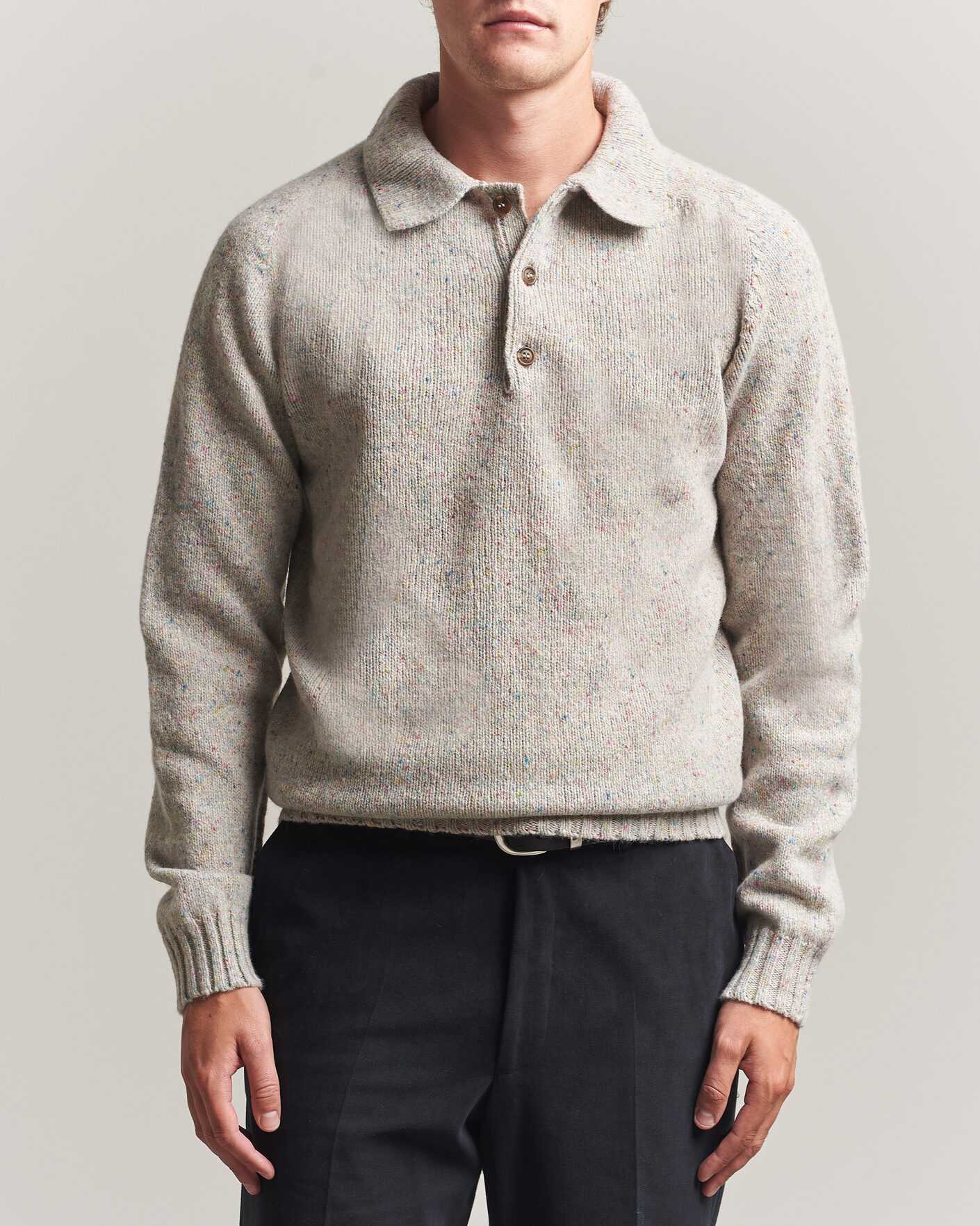 Men | Sweaters & Knitwear | Harley Of Scotland | Donegal Wool Polo Machair