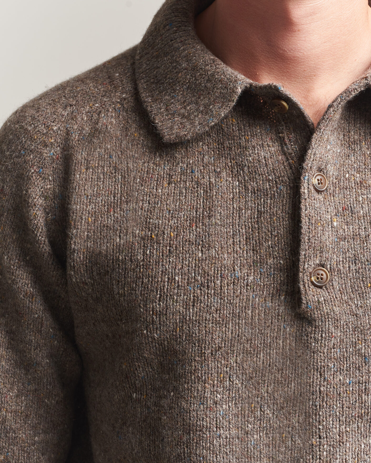 Men | Sweaters & Knitwear | Harley Of Scotland | Donegal Wool Polo Brown