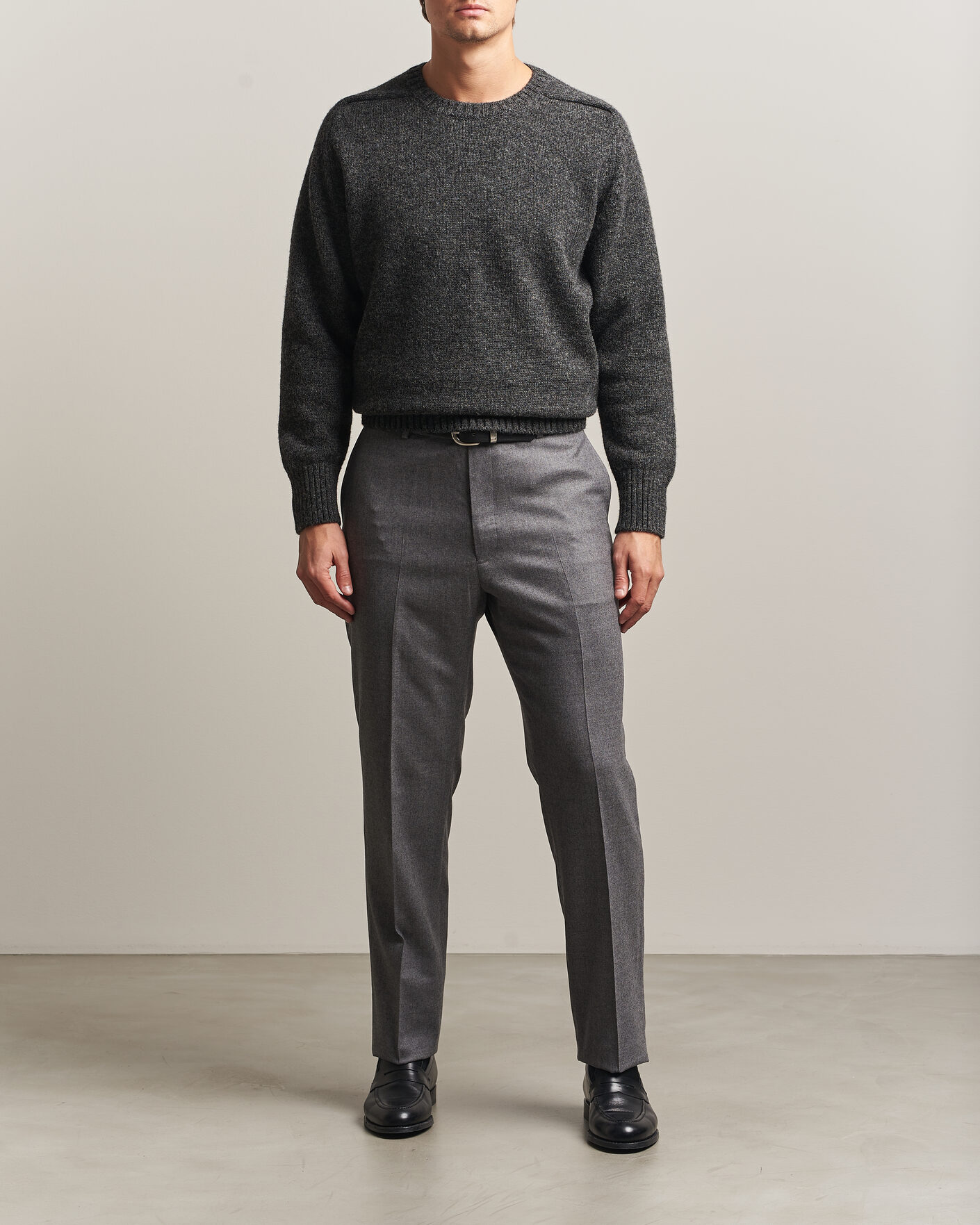 Men | Sweaters & Knitwear | Kamakura Shirts | 5 Gauge Shetland Sweater Gray