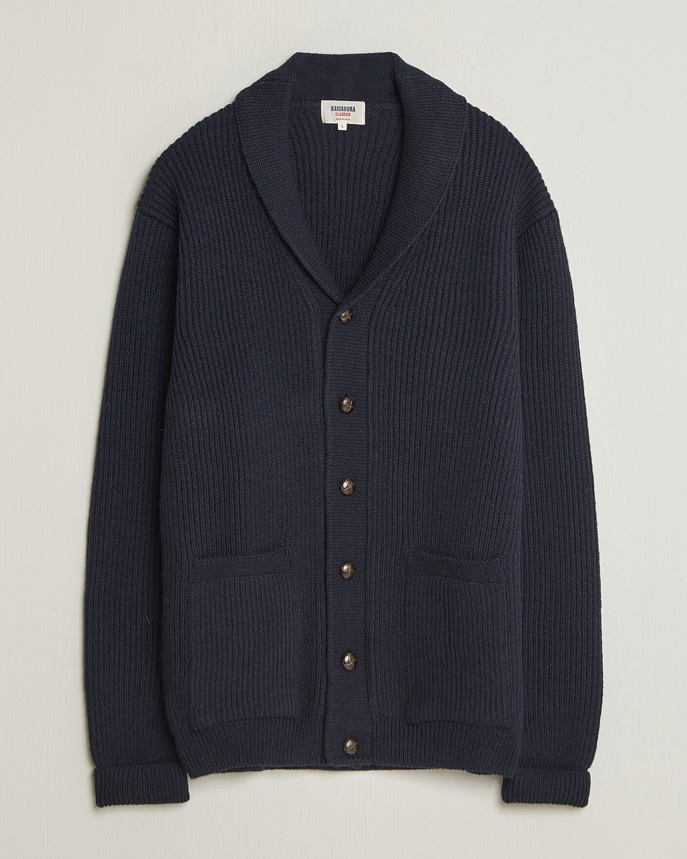 Men | Sweaters & Knitwear | Kamakura Shirts | McQueen Shawl Collar Cardigan Navy