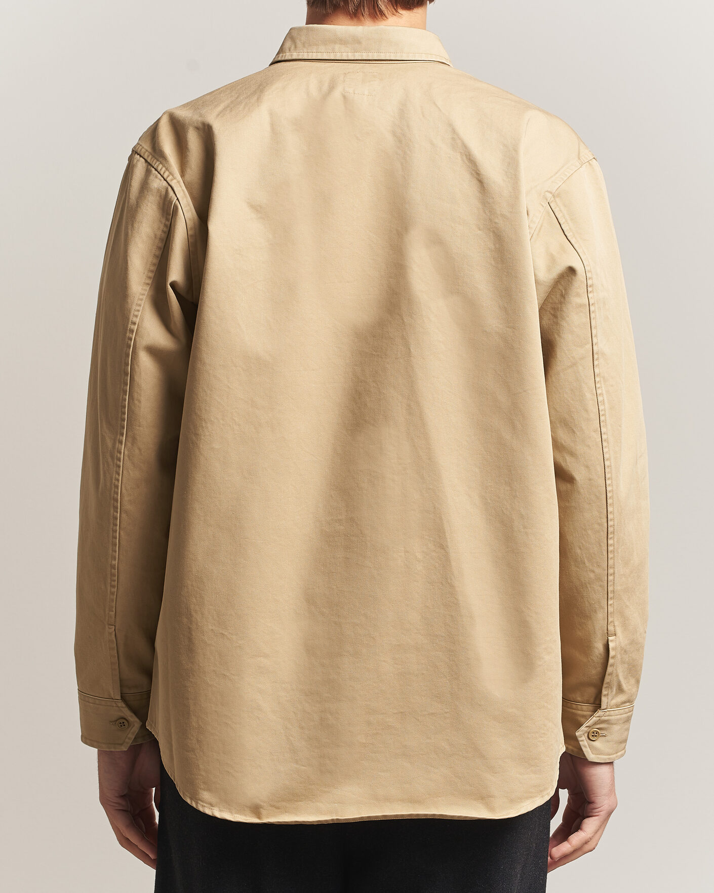 Men | Shirts | Kamakura Shirts | Cotton Twill CPO Overshirt Beige