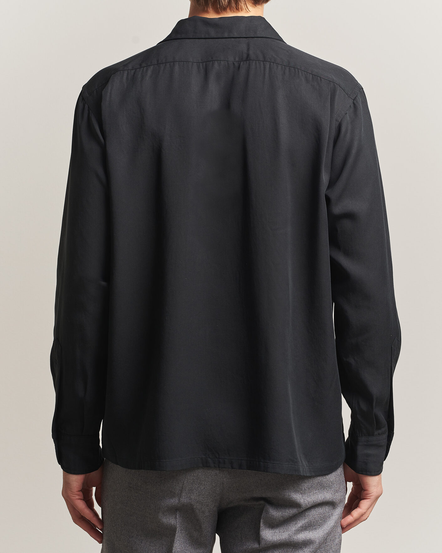 Men | Shirts | Kamakura Shirts | Vintage Open Collar Shirt Black