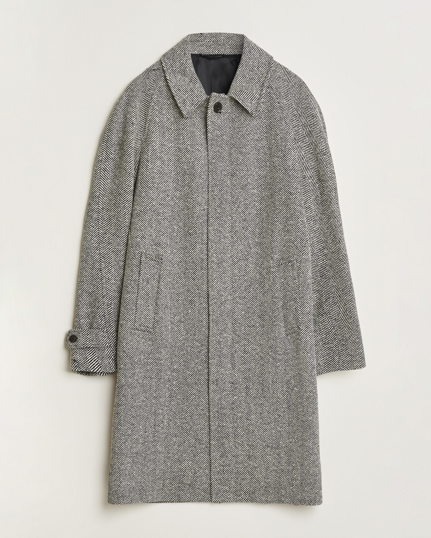 Men | Coats & Jackets | Lardini | Wool Herringbone Raglan Coat Dark Grey