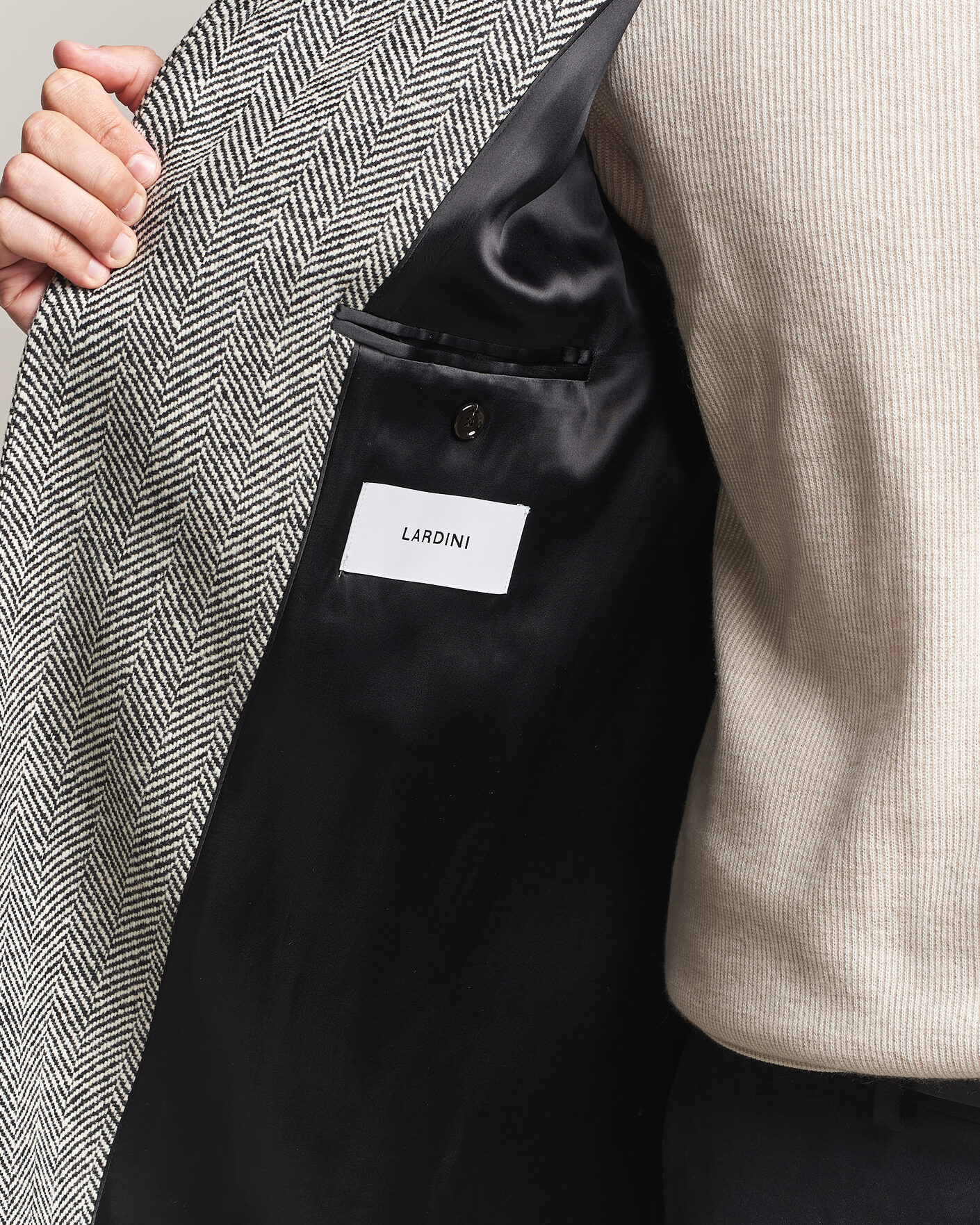 Men | Coats & Jackets | Lardini | Wool Herringbone Raglan Coat Dark Grey