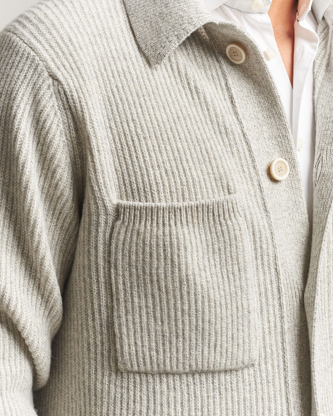 Men | Sweaters & Knitwear | Lardini | Heavy Knitted Cardigan Light Grey