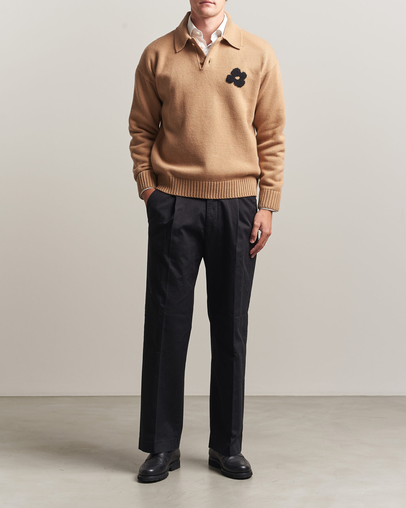 Men | Sweaters & Knitwear | Lardini | Knitted Wool/Cashmere Polo Brown