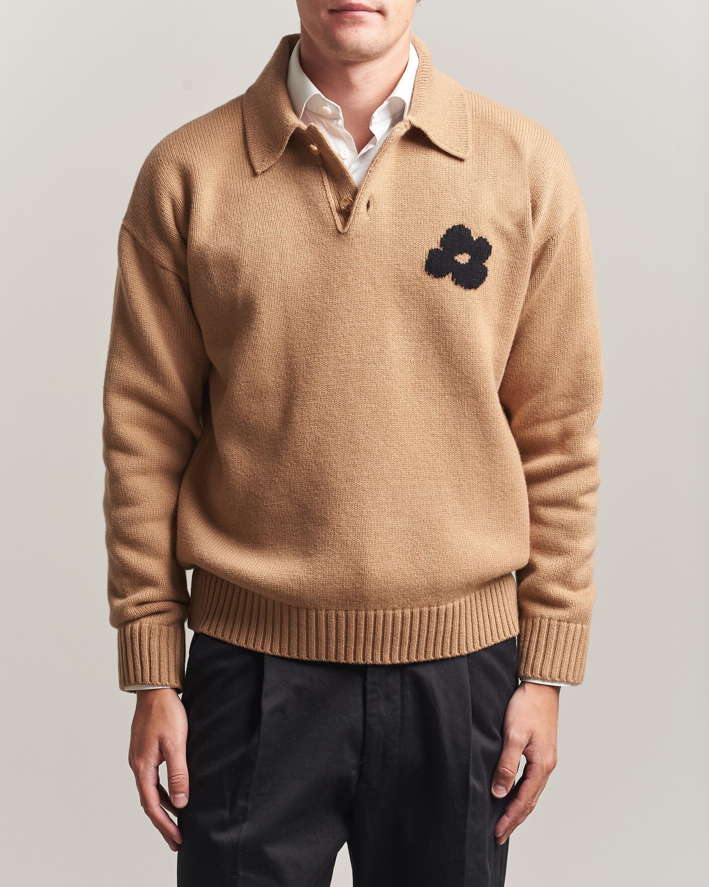 Men | Sweaters & Knitwear | Lardini | Knitted Wool/Cashmere Polo Brown