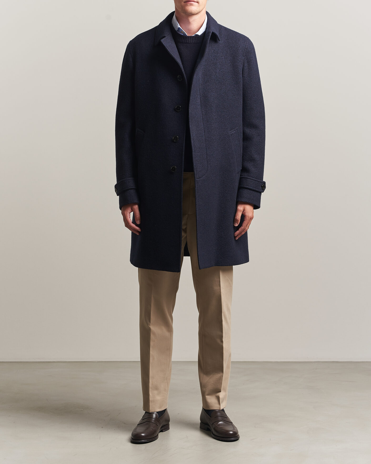 Men | Coats & Jackets | Lardini | Wool/Cashmere Boucle Car Coat Navy